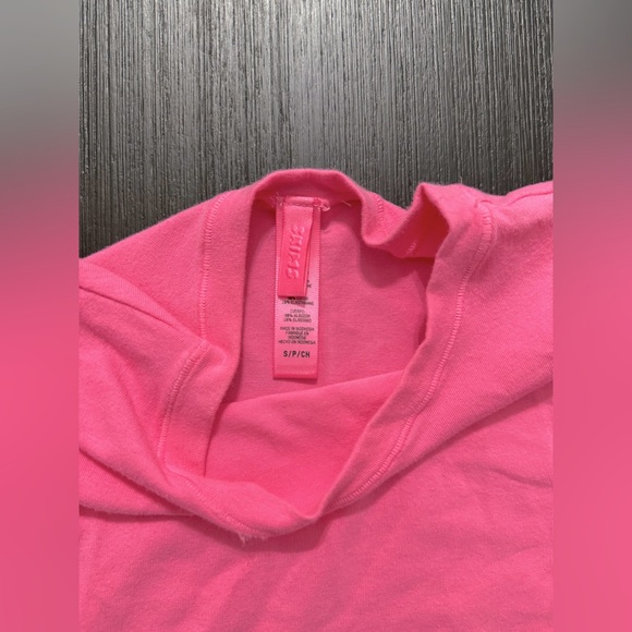 Skims Pink Cotton Jersey Long Sleeve T-Shirt - Picture 2 of 2
